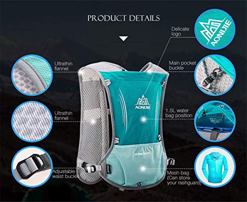 5L Lightweight Running Backpack Outdoor Sports Trail Racing Marathon Hiking Fitness Bag Hydration Vest Pack - color: Black + 500ML Water Bottle