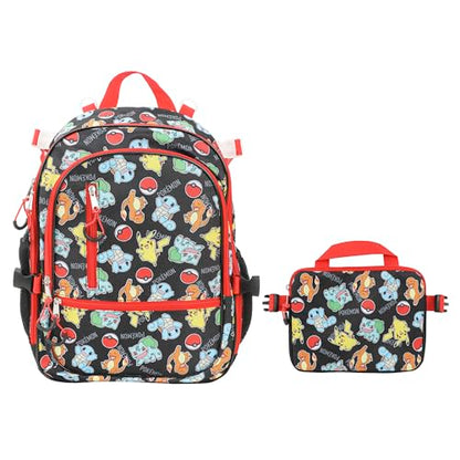 Bioworld Pokemon Starters & Pokeballs All-Over Print 16" Backpack & Lunch Kit Value Set - color: ['Pokémon Starters & Pokéballs']