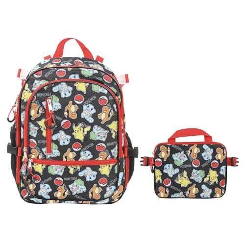 Bioworld Pokemon Starters & Pokeballs All-Over Print 16" Backpack & Lunch Kit Value Set - color: ['Pokémon Starters & Pokéballs']