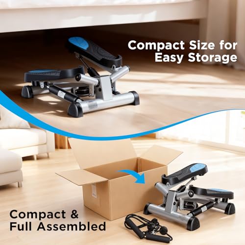 Efitment Mini Stepper for Exercise at Home, Twist Stair Stepper with Resistance Bands, LCD Monitor, Compact Cardio Step Machine for Full Body Workout - style: With Resistance Bands