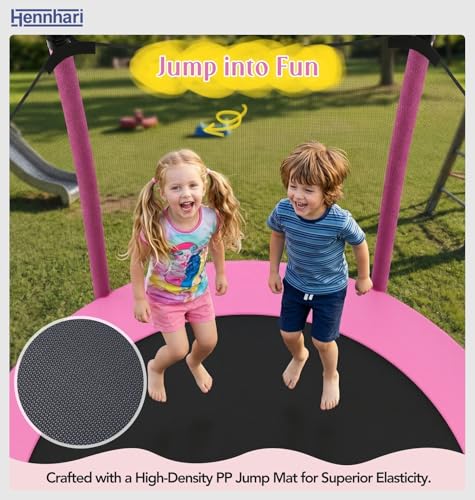 5 FT Kids Trampoline with Safety Enclosure Net, Indoor Outdoor Toddler Trampoline with U-Shaped Legs & Foam Poles, Mini Trampoline for Kids - color: Pink