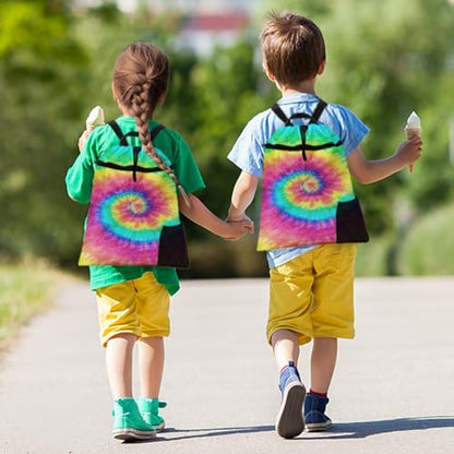 Tie Dye Drawstring Backpack, 15” x 17” Waterproof Swim Bag for Beach Swimming Pool, Lightweight Foldable Gym Bag with Water Bottle Holder for Sports Travel - color: Tie Dye