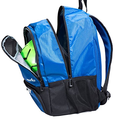 Athletico Youth Soccer Bag - Soccer Backpack & Bags for Basketball, Volleyball & Football | Includes Separate Cleat and Ball Compartment - color: Blue