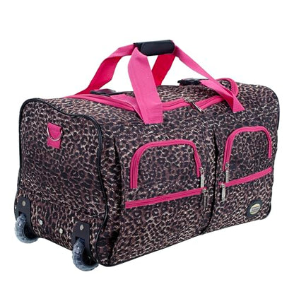 Rockland Rolling Duffel Bag, Black, 22" - color: Pink Leopard, size: 22"