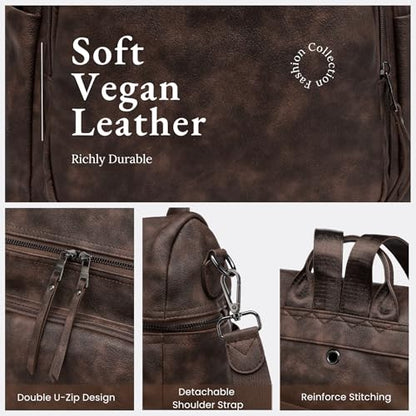 Anti-Theft Backpack Purse for Women, Convertible 3-in-1 Vegan Leather Backpack with Hidden Zipper, Adjustable Shoulder & Crossbody Bag for Travel and Daily Commute - color: B Two Toned Coffee