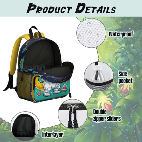 Toddler Backpack for Kids 4-6 – Dinosaur Astronaut Kids Backpack, Space Preschool Kindergarten Daycare Bag with Ergonomic Straps & Chest Buckle, Small Backpack for Kids Travel & School - color: Dinosaur Astronauts