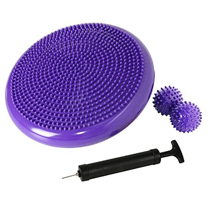 Wobble Cushion, Balance Disc, Wiggle Seat, Balance Pads for Physical Therapy, Stability Disc, Wobble Board for Dogs, Office, Sensory Kids, Classroom with Spiky Massage Ball - color: Purple