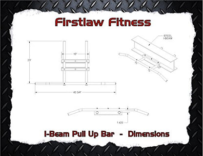Firstlaw Fitness 600 LBS Weight Limit - I-Beam Pull Up Bar - Bent Bar - Grip Tape - color: Black