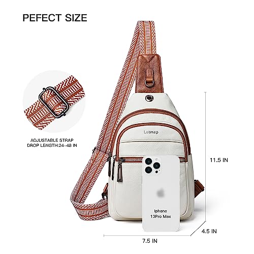 LATMAP 7L Sling Bag For Women Faux Leather Anti Theft Small Casual Daypack Backpack Fanny Pack Crossbody Chest Bags Purse Waterproof Beige Brown - color: Beige Brown