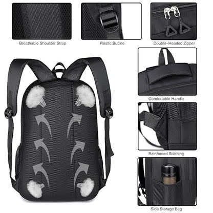 Large Capacity Travel Laptop Backpack, durable and lightweight, 4 compartments, waterproof front, breathable back (black) - color: Black