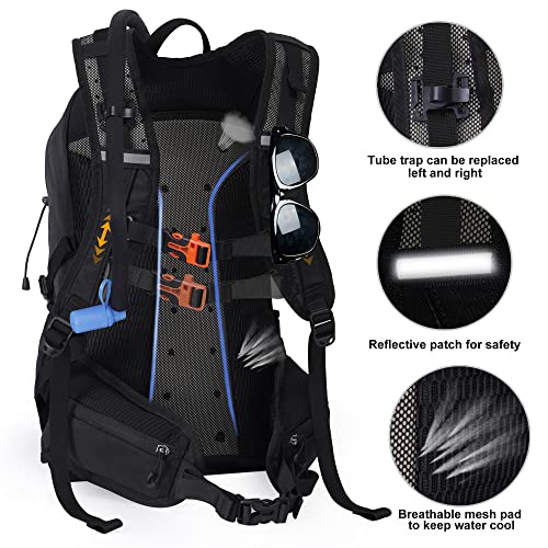 N NEVO RHINO Hydration Backpack with Water Bladder 3L, Hiking Backpack with Rain Cover, Insulation Water Daypack for Cycling Biking - color: 01 Black