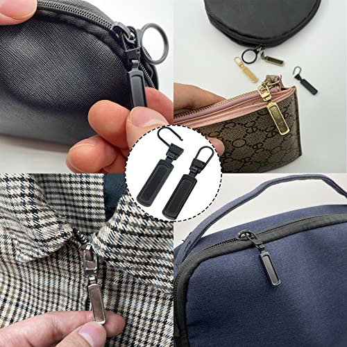 SINCCO 6 Pcs Zipper Pull Replacement, Universal Zipper Pull Tab Fixer Metal Zipper Head Handle Mend Repair Kit for Jacket Purse Backpack Luggage Boot, Silver - color: Silver