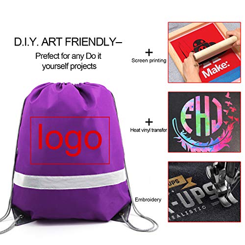 BeeGreen 20 Pieces Purple Drawstring Backpacks Bulk, Draw String Bags for Gym Sport, Reflective Cinch Blank Bag - color: Reflective Purple-s