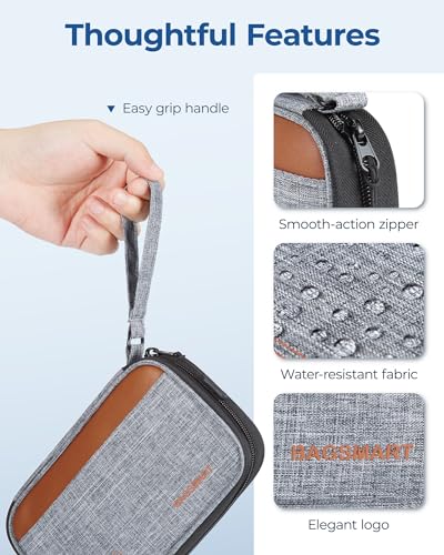 BAGSMART Small Travel Cable Organizer, Tech Accessories for Charger, Phone, Gray - color: Grey