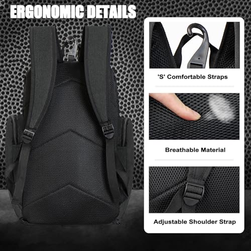 LARIPOP Basketball Backpack with Ball & Ventilated Shoe Compartment Insulated Pockets for Men Training - color: Dark grey