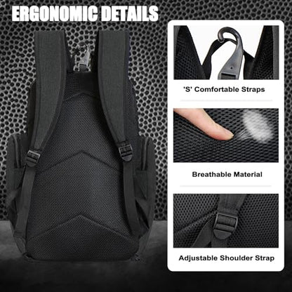 LARIPOP Basketball Backpack with Ball & Ventilated Shoe Compartment Insulated Pockets for Men Training - color: Dark grey