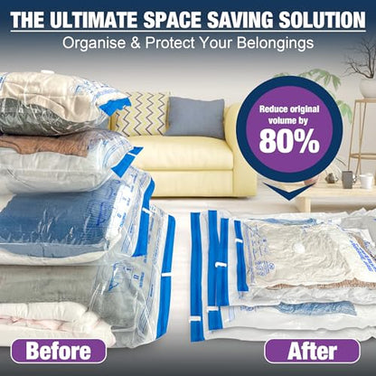 XXL Jumbo 47''X35'' Vacuum Storage Space Bags Extra Large for Blanket Bedding Comforters with Hand Pump (6 Pack) - size: 6-XXL