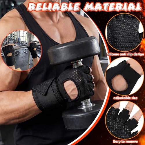 Workout Gloves and Wrist Set for Men Women Weight Lifting Gloves Full Palm Protection Wrist Support with Heavy Duty Thumb Loop for Training, Fitness, Strength, Suspension, and Sports