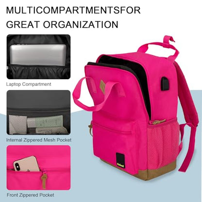 Goloni Small Carry On Travel Backpack with USB Charging Port, Lightweight Water Resistant Mini Carry-on Backpack for Men Women, Compact Personal Everyday Backpack,Rose - color: Rose