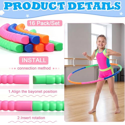 Vinsot Toy Hoop Detachable Plastic Hoops Exercise Equipment Toy Adjustable Rings for Sports Party Game Dance Pet Training - color: Tropical Bright Mix