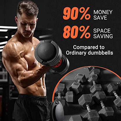 25/55 lbs Pair Adjustable Dumbbell Set, Adjust Dumbbell Weight for Exercises Pair Dumbbells for Men and Women in Home - color: 55lbs-Pair
