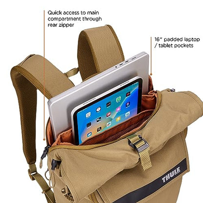Thule Paramount 24L Backpack - Commuter Backpack with Padded Laptop Sleeve - Fits 16" laptops and 12" Tablets - Thoughtful Layout and Organization - color: Nutria, size: 24L