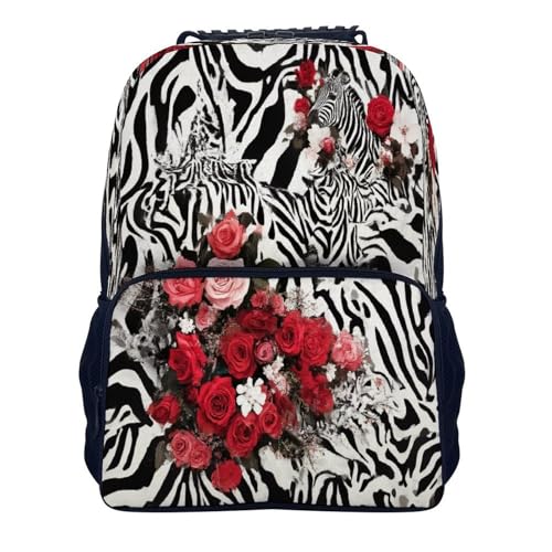 Supdreamc Rucksacks Lightweight Multipurpose Anti-Theft Cheetah Leopard Zebra Print Floral Black And White Shoulder Bag Big Capacity Laptop Book Bag Rucksack With Padded Straps - color: Pattern 421