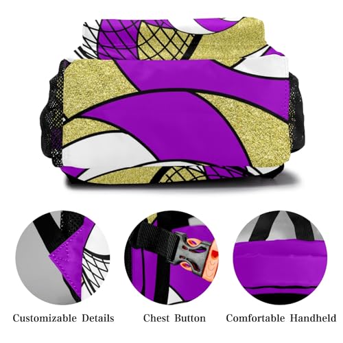 Volleyball Purple Gold School Backpack Waterproof Shoulder Bag for Sport Training Competition Gift - color: Volleyball Purple Gold