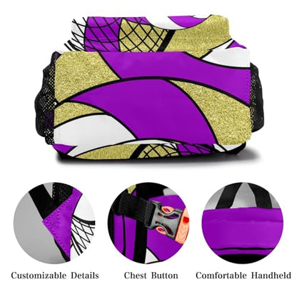 Volleyball Purple Gold School Backpack Waterproof Shoulder Bag for Sport Training Competition Gift - color: Volleyball Purple Gold