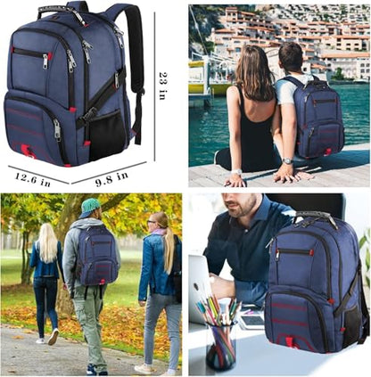 LTINVECK Extra Large 50L Travel Laptop Backpack, Computer bag Backbag, TSA Friendly Durable Big RFID Heavy Duty Business Tech Backpack Fits 17 Inch Laptops for Men Women, Blue - color: Full Blue