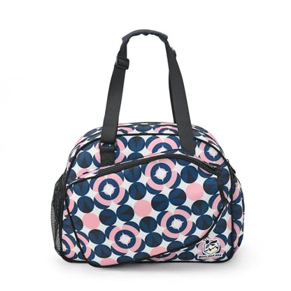 Boulder Bee Pickleball Tote Bag for Women with Paddle Holder - color: Dark blue and pink