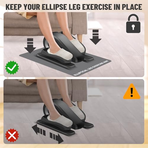 Under Desk Elliptical Mat - Non-Slip Exercise Equipment for Peloton Bike, Small Exercise Mat for Desk Workout Equipment - color: Grey