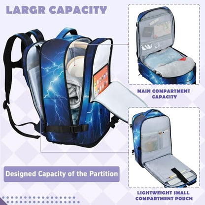 Travel Backpack with Shoe Compartment, 20L Large Capacity Laptop Backpack for Men Women, Electric Blue Lightning Daypack for Traveling Hiking Carry On