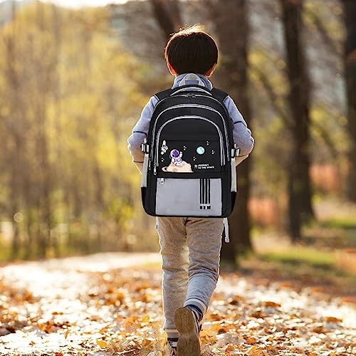 ACESAK Backpack for Boys - Boy Backpack Schoolbag for Boys Kids Teens Girls Elementary Middle School Bags, Waterproof Lightweight Kids Bookbag Backpacks Casual Daypack with Lunch Bag Set - color: Grey