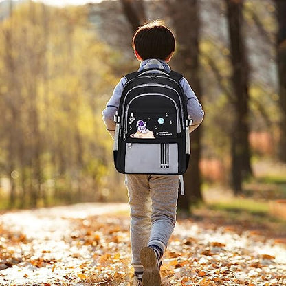 ACESAK Backpack for Boys - Boy Backpack Schoolbag for Boys Kids Teens Girls Elementary Middle School Bags, Waterproof Lightweight Kids Bookbag Backpacks Casual Daypack with Lunch Bag Set - color: Grey