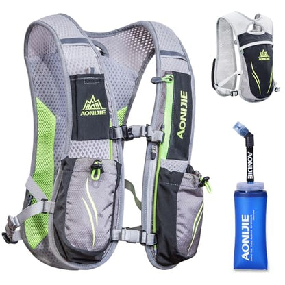 Azarxis Running Water Bottles Flask BPA Free Leakproof Hydration Vest Packs Waist Belt Replacement for Triathlon Marathon Hiking Cycling Climbing Runner - color: #5 Gray (5.5L) with a 350ml Soft Flask