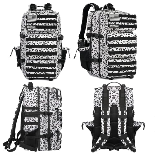 Military Tactical Backpack 55L for Men & Women Bug Out Bag Assault pack Molle Daypack Hiking Trekking Rucksack (Leopard print color) - color: Leopard Print Color