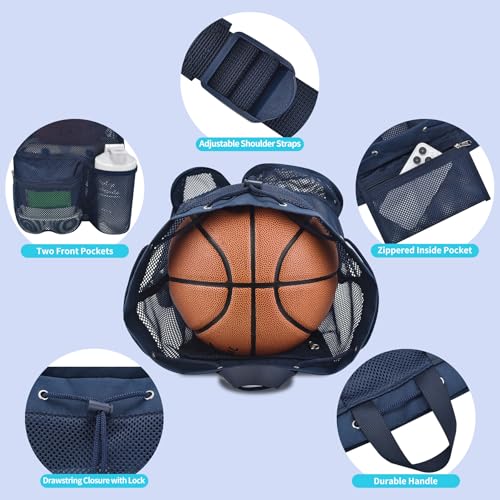 Mildbeer Large Drawstring Backpack for Men Women Athletic Gym Sports Workout Beach Swimming Commuting Travel - color: Navy, style: L: 21"x12.5"x5.5"