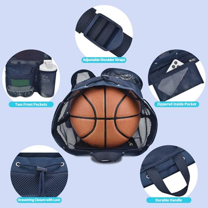 Mildbeer Large Drawstring Backpack for Men Women Athletic Gym Sports Workout Beach Swimming Commuting Travel - color: Navy, style: L: 21"x12.5"x5.5"