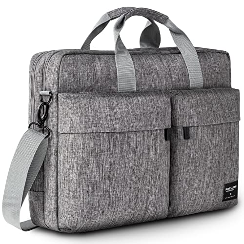 KINGSLONG 17.3 inch Laptop Briefcase Bag, Laptop Shoulder Bag for Men Women, Water Resistant Business Crossbody Bag with Shoulder Strap, Computer Bag for Asus Acer Dell Thinkpad, Grey - color: Grey