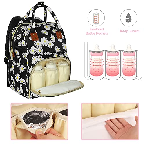 Femuar Diaper Bag Backpack Multifunction Maternity Diaper Bag for Baby Girls & Boys Large Capacity Travel Nappy Bags - color: Daisy