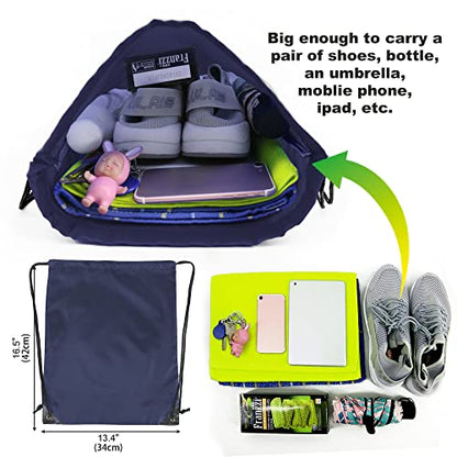 BeeGreen 20 pieces Wholesale Navy Blue Drawstring Backpack Bags Cinch Bags Bulk Heavy Duty String Backpack Machine Washable Sackpack Sport Bags for Women Men - color: Navy Blue