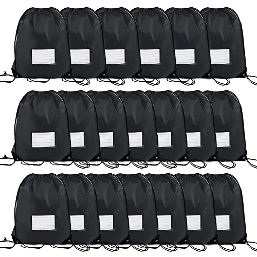 20 Pcs Drawstring Bags,Bulk Draw String Backpack, DIY Gym Sports Cinch Bag Sackpack for Women Men, Black - color: Black