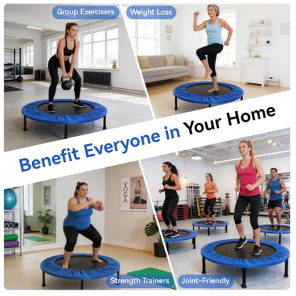 Fitvids 40" Trampoline – Fitness Rebounder with Adjustable Foam Handle - color: Blue-1pcs