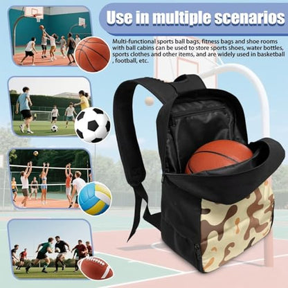 Basketball Backpack With Separate Ball Compartment And Shoes Fit Basketball Volleyball Football - color: Abstract