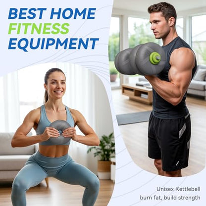 LIFERUN Adjustable Dumbbell Set, Soft PVC Coated, 45lbs/67lbs Free Weight Set Home Gym, 4-in-1 Used As Barbell, Dumbbells, Kettlebell, Weight Plates, Weights Dumbbells Set, Space Saving Fitness Exercise For Men/Women - color: Grey, style: 67lb