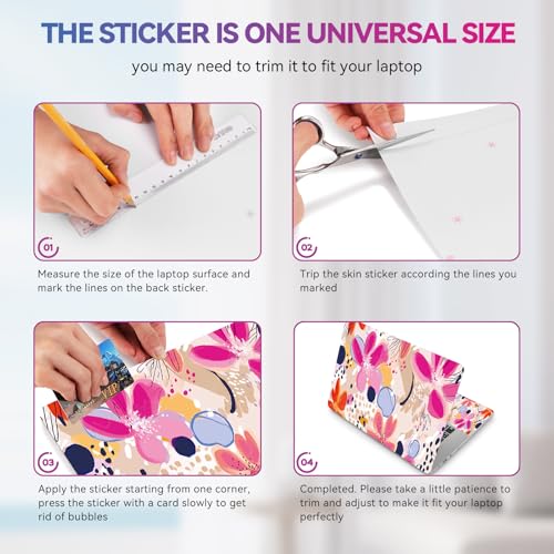 ArtSo Laptop Skin Sticker Decal, 17 17.3inch Laptop Netbook PC Notebook Universal Vinyl Reusable Skin Sticker Cover Personalized Art Case Protector, Flower Abstract - color: Flower Abstract