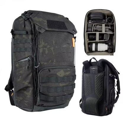 PGYTECH OneMo TAC 25L Tactical Camera Backpack, Waterproof DSLR/SLR/Mirrorless Photography Camera Bag with 15.6" Laptop Sleeve, Tripod Holder & Rain Cover (Dark Night camo) - color: Dark Night Camo, size: 25L