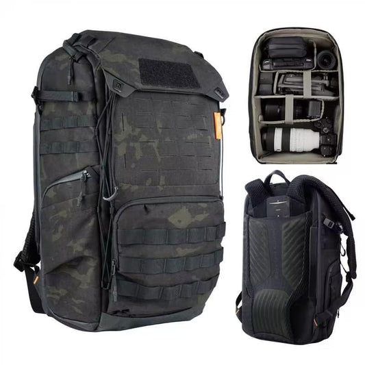 PGYTECH OneMo TAC 25L Tactical Camera Backpack, Waterproof DSLR/SLR/Mirrorless Photography Camera Bag with 15.6" Laptop Sleeve, Tripod Holder & Rain Cover (Dark Night camo) - color: Dark Night Camo, size: 25L
