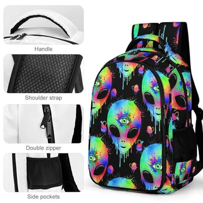 Waterproof Hiking Backpack Alien Trippy Painting Art, Anti Theft Travel Laptop Rucksack with Multi Compartments for Men Women Outdoor Sports - color: Pattern (256)
